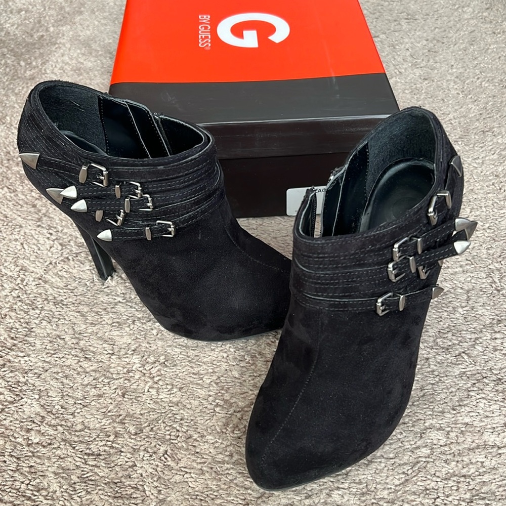 G By Guess Black suede ankle boots with buckles